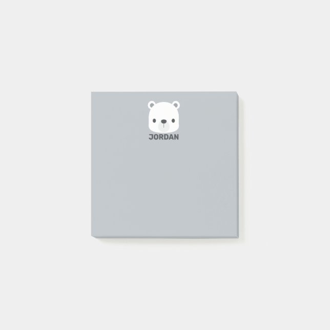 Bloco De Notas Urso Polar Fofo com Nome Personalizado (Frente)