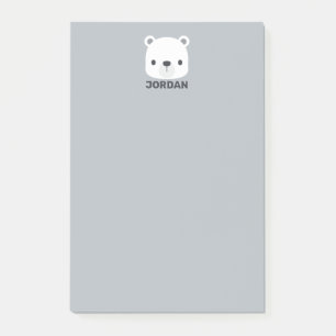 Bloco De Notas Urso Polar Fofo com Nome Personalizado