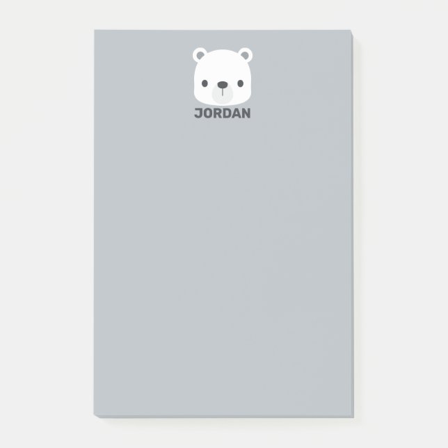Bloco De Notas Urso Polar Fofo com Nome Personalizado (Frente)