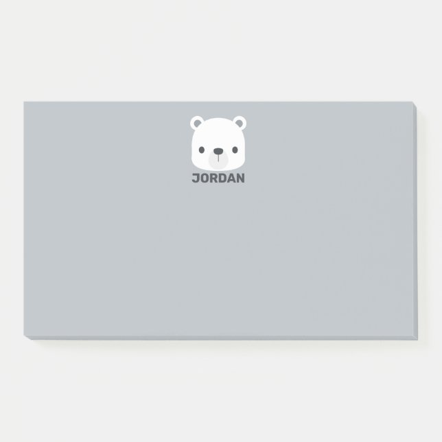 Bloco De Notas Urso Polar Fofo com Nome Personalizado (Frente)