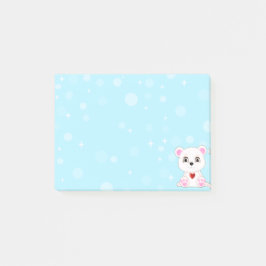Bloco De Notas Urso Polar Fofo Desenho Animado no Azul Céu