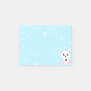 Bloco De Notas Urso Polar Fofo Desenho Animado no Azul Céu