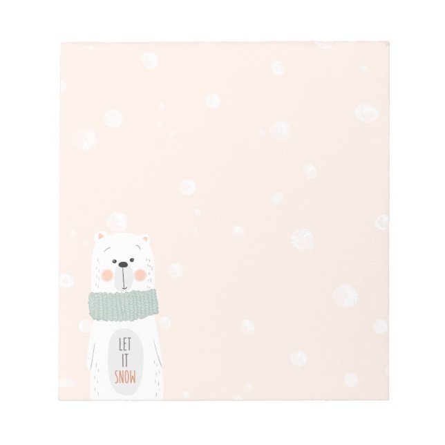 Bloco De Notas Urso polar - Que neve - Inverno bonito / Natal (Frente)