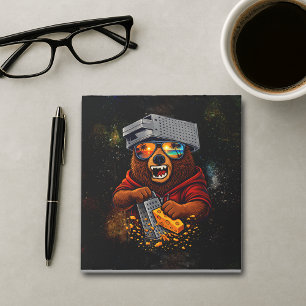 Bloco De Notas Urso Retro Com Chapéu Espeto de Queijo e Óculos de