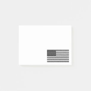 Bloco De Notas US Flag Black and White Vintage Retro