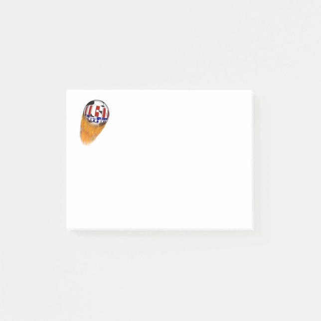 Bloco De Notas USA Flaming Soccer Ball (Frente)