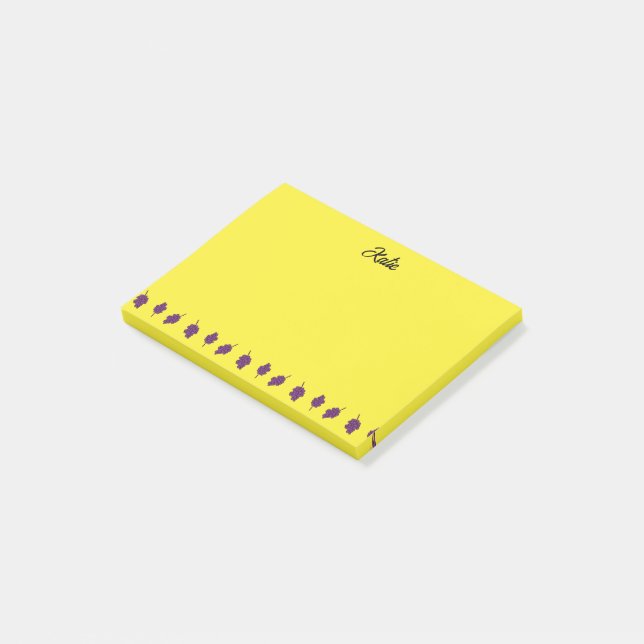 Bloco De Notas Uvas roxas personalizadas amarelas (Inclinado)