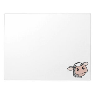 Bloco De Notas vaca de desenho animado preto branco rosa beijo ci