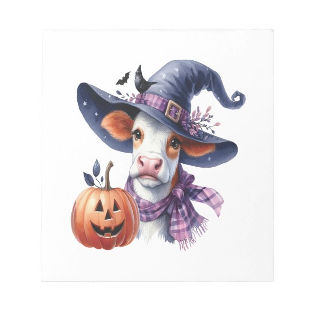 Bloco De Notas Vaca de Halloween com Outono (Frente)