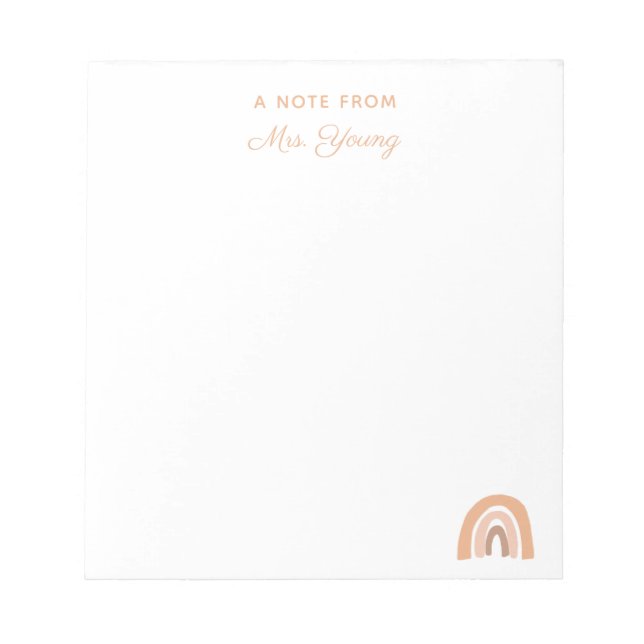 Bloco De Notas Valorização Personalizada do Professor Boho Rainbo (Frente)