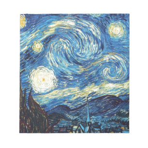 Bloco De Notas Van Gogh a arte 1889 do vintage da noite estrelado