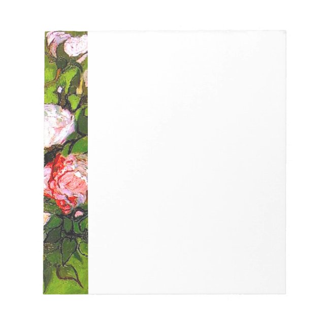 Bloco De Notas Van Gogh ainda vive com rosas rosa (Frente)