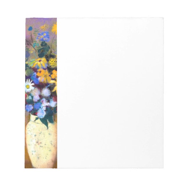 Bloco De Notas Vaso Branco com Flores Odilon Redon (Frente)