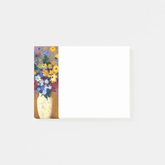 Bloco De Notas Vaso Branco com Flores Odilon Redon (Frente)
