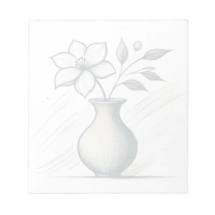 Bloco De Notas Vaso Floral Minimalista Arte Linha Elegante Desenh