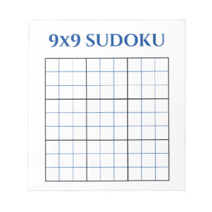 Bloco De Notas Vazio 9 x 9 Sudoku Grid Azul
