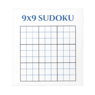 Bloco De Notas Vazio 9 x 9 Sudoku Grid Azul