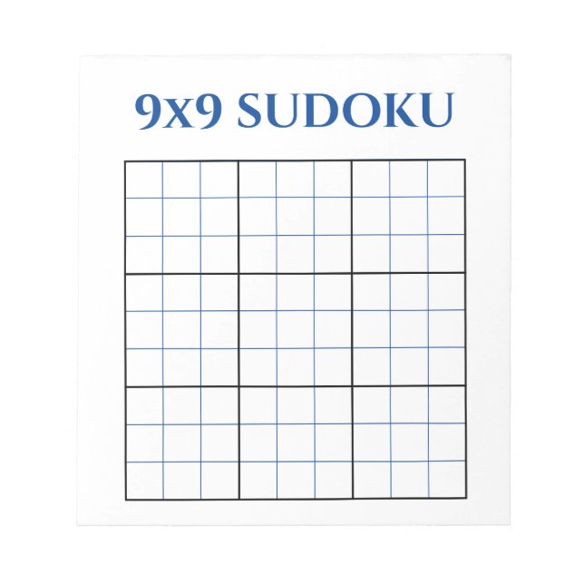 Bloco De Notas Vazio 9 x 9 Sudoku Grid Azul (Frente)