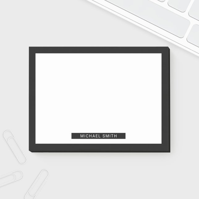 Bloco De Notas Vazio preto e branco com nome personalizado (Criador carregado)