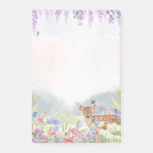 Bloco De Notas Veado, Borboleta, Lilacs E Flores De Mola
