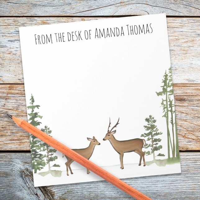 Bloco De Notas veado de na moda de aquarela (Woodland deer simple deer and buck notepad.)