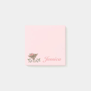 Bloco De Notas Veado Floral Rosa Girassol
