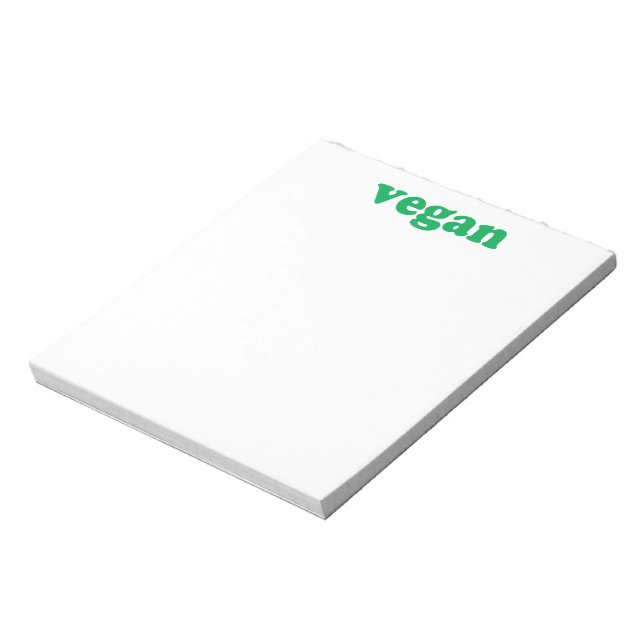 Bloco De Notas "Vegan", letras verdes, fundo branco (Invertido)