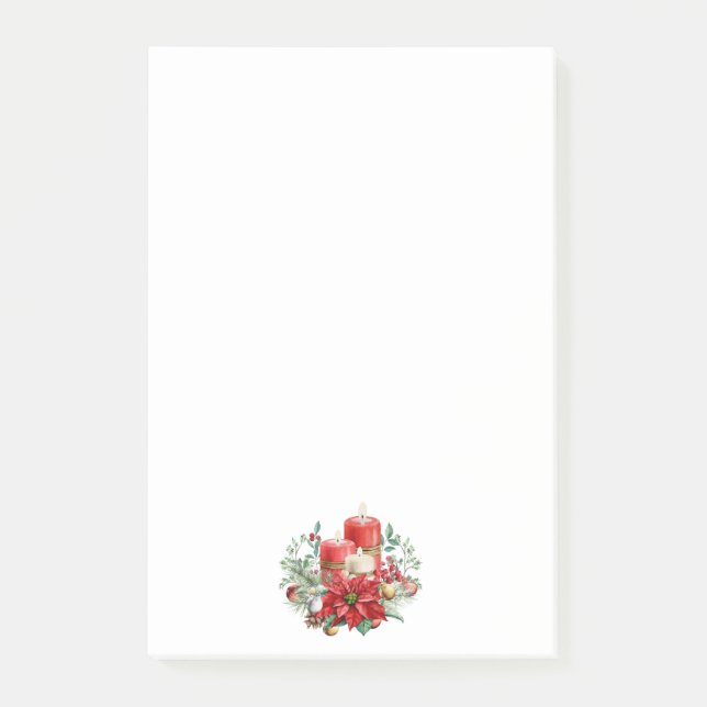 Bloco De Notas Velas de Aquarela e Poinsettia Natal (Frente)