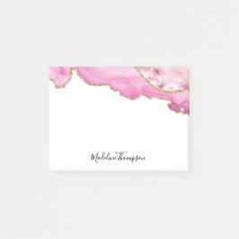 Bloco De Notas Velvet Pink Gold Agate Geode Script Typography