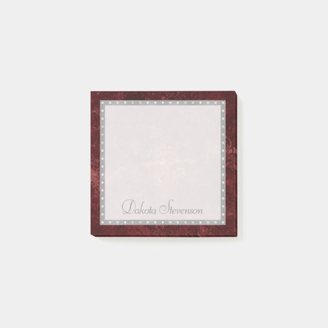 Bloco De Notas Velvety Henna Damask | Crimson Red Grunge Barroco (Frente)
