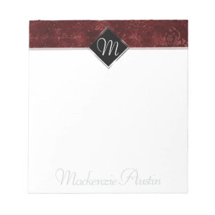 Bloco De Notas Velvety Henna Damask Crimson Red Grunge Barroco
