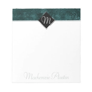 Bloco De Notas Velvety Teal Damask Verde escuro Barroco