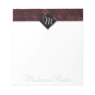 Bloco De Notas Velvity Wine Damask Maroon Merlot Grunge Barroco