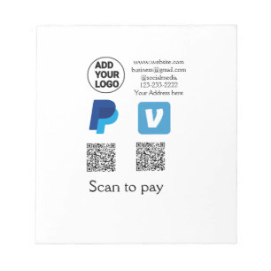Bloco De Notas Vênmo paypal scan para pagar o texto do logotipo d
