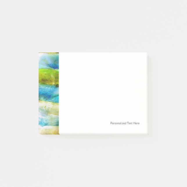 Bloco De Notas Verde abstrato da aguarela, azul (Frente)