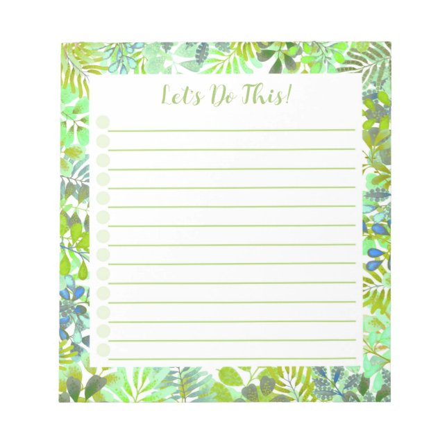 Bloco De Notas Verde Botânico - Cores Aquáticos Deixam Para Fazer (Frente)