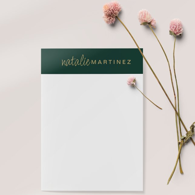 Bloco De Notas Verde Elegante profissional Dourado personalizado  (Criador carregado)