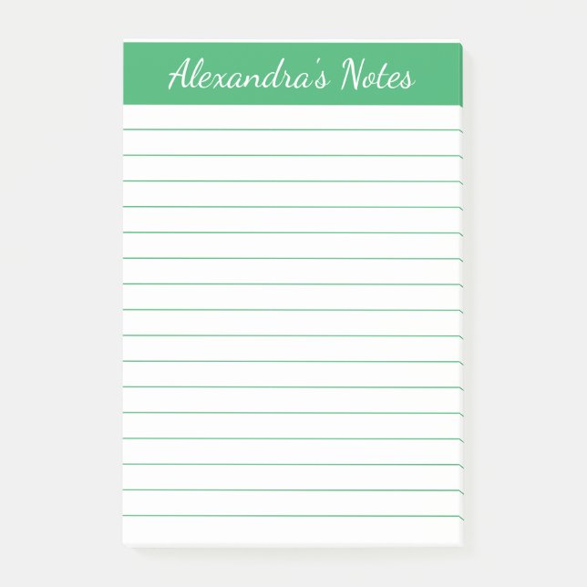 Bloco De Notas Verde Elegante Simples Personalizado (Frente)