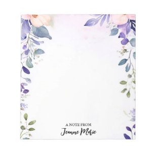 Bloco De Notas Verde-Flor-Roxo Elegante Personalizado