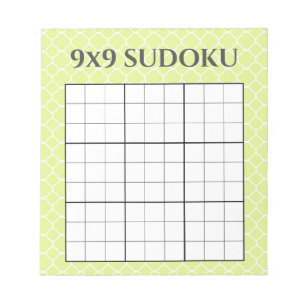 Bloco De Notas Verde limão Geométrico 9x9 Sudoku Grid