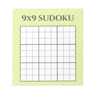 Bloco De Notas Verde limão Geométrico 9x9 Sudoku Grid