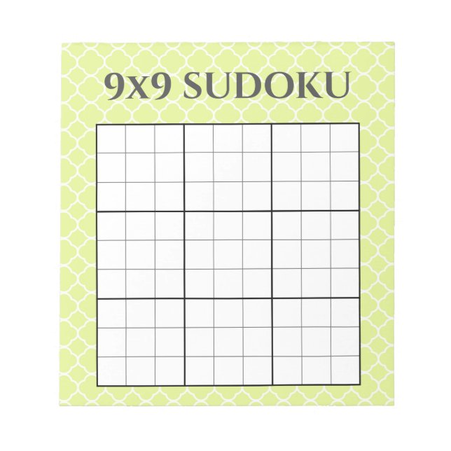 Bloco De Notas Verde limão Geométrico 9x9 Sudoku Grid (Frente)