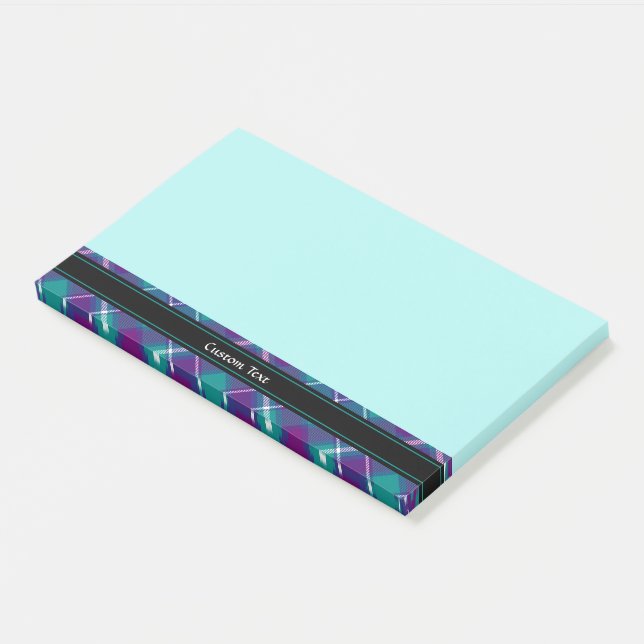 Bloco De Notas Verde marinho, Roxo e Tartan Azul (Inclinado)