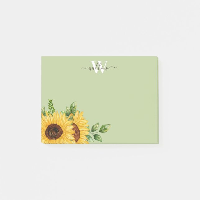 Bloco De Notas Verde Maruca Girassol com Monograma (Frente)