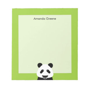 Bloco De Notas Verde moderno do urso de panda personalizado