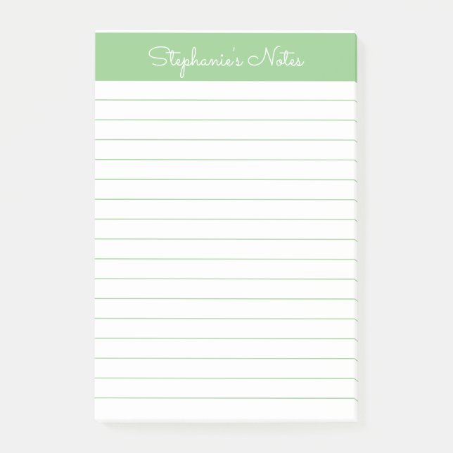 Bloco De Notas Verde Sage Simples, Vinculado Personalizado (Frente)