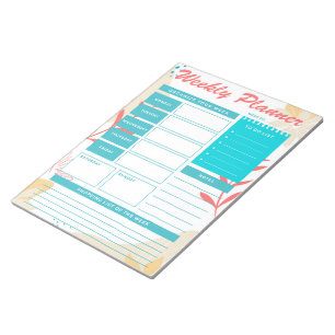 Bloco de Notas Verde Semanal de Planner