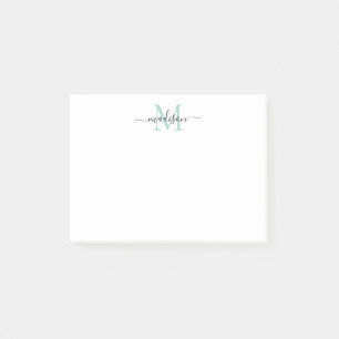 Bloco De Notas Verde Verde-Teal Bastante Moderno-Chic Girly Scrip