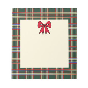 Bloco de Notas Verde Xadrez Natal 