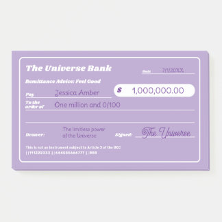 Bloco De Notas Verificação de Manifestação de Dinheiro Roxo
